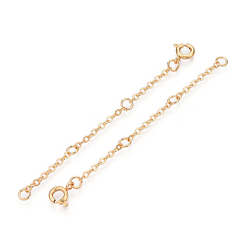 Brass Cable Chain Chain Extender, End Chains with Spring Ring Clasps, Real 18K Gold Plated, 70~80x2mm