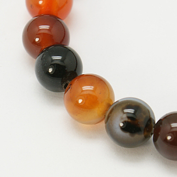 Natural Agate Beads Strands, Dyed, Round, Mixed Color, 8mm, Hole: 1mm
