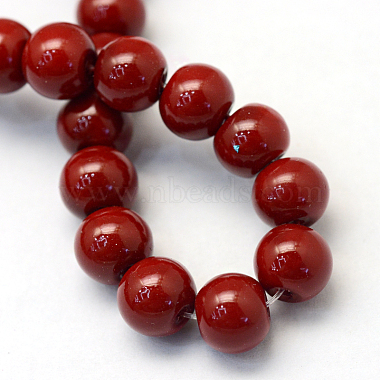 Baking Painted Pearlized Glass Pearl Round Bead Strands(HY-Q330-8mm-35)-4
