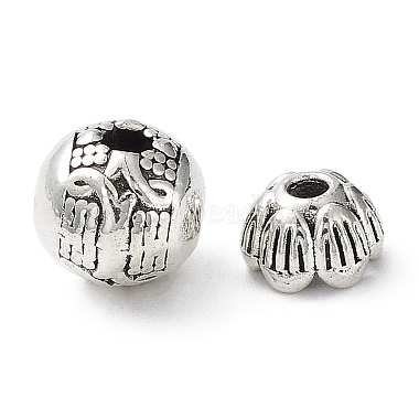 de aleación de estilo tibetano 3 perlas gurú orificio(TIBEB-M030-02AS)-3