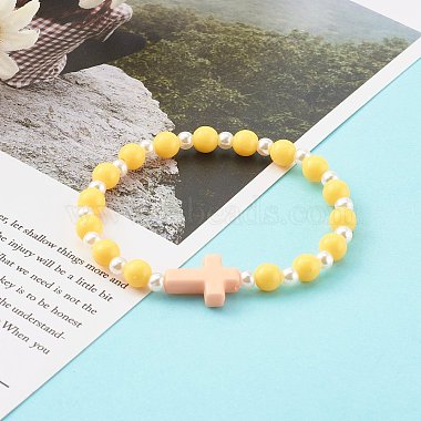 bracelets de perles extensibles acryliques opaques pour enfants(X-BJEW-JB06230)-3