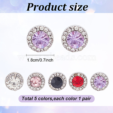 5 Pairs 5 Style Cubic Zirconia Diamond Stud Earrings(EJEW-AN0004-30)-2