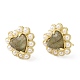 Natural Labradorite Heart Stud Earrings with Plastic Pearl Beaded(EJEW-E599-02G-01)-3