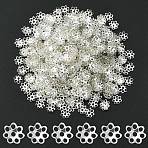 Iron Bead Caps, Cadmium Free & Lead Free, Flower, Multi-Petal, Silver, 6x1mm, Hole: 1mm(IFIN-YW0001-70S)