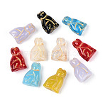 Baking Paint and Golden Metal Enlaced Glass Beads, Monkey, Mixed Color, 19~20x12.5~13.5x7~8.5mm, Hole: 0.8~1.3mm(DGLA-T004-27M)