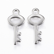 304 Stainless Steel Pendants, Skeleton Key, Stainless Steel Color, 20x9x1mm, Hole: 2mm(STAS-K154-20P)