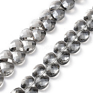 Electroplate Triangle Glass Beads Strands, Faceted, Pear Lurster Plated, Gray, 9x10x5mm, Hole: 1mm, about 100pcs/strand, 23.62''(60cm)(EGLA-A036-11A-PL01)