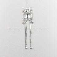 Tibetan Style Alloy Human Body Skeleton For DIY Toy Doll Making, Cadmium Free & Nickel Free & Lead Free, Antique Silver, 115x18x6mm, pin: 40mm long, 0.8mm(TIBE-39030A-AS-NR)