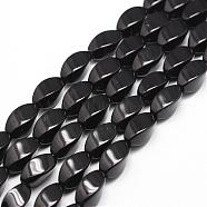 Natural Black Onyx Beads Strands, Grade A, Dyed & Heated, Twist Oval, 12x6mm, Hole: 1.2mm, about 33pcs/strand, 15.16 inch~15.35 inch(G-P161-07-12x6mm)