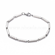 Unisex 201 Stainless Steel Bar Link Chain Bracelets, with Lobster Claw Clasps, Stainless Steel Color, 8-1/2 inch(21.5cm), 3mm(BJEW-L637-36B-P)