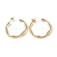Ion Plating(IP) 304 Stainless Steel Bamboo Joint Stud Earrings, Half Hoop Earrings for Women, Golden, 31.5x32x3.5mm, Pin: 0.8mm(EJEW-G335-10G)