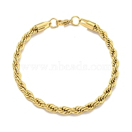 5MM 304 Stainless Steel Rope Chain Bracelets for Women, with Lobster Claw Clasps, Real 18K Gold Plated, 8-1/2 inch(21.5cm)(BJEW-R318-02G)