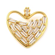 Rack Plating Brass Micro Pave Cubic Zirconia Pendants, Cadmium Free & Lead Free, Long-Lasting Plated, Heart, Real 18K Gold Plated, 23x23x3mm, Hole: 4x2.5mm(KK-C044-19G)