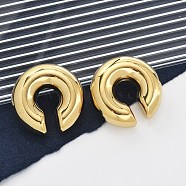 304 Stainless Steel C-Shaped Cuff Earrings for Women, Ion Plating(IP), Real 14K Gold Plated, 30x10mm(EJEW-M068-30G)