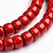 Natural Mashan Jade Column Bead Strands, Dyed & Heated, Red, 8x6mm, Hole: 1mm, about 70pcs/strand, 15.75 inch(G-E266-02A)