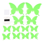 3D Plastic Luminous Wall Stickers, with Adhesive Tape, for Home Living Room Bedroom Wall Decorations, Butterfly, Lime, 44~90x55~110x0.2mm, 12pcs/set(DIY-F077-05F)