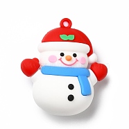 Christmas PVC Plastic Pendants, Snowman, White, 48x44x24mm, Hole: 3mm(KY-C009-05)
