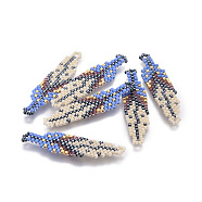 MIYUKI & TOHO Handmade Japanese Seed Beads Pendants, Loom Pattern, Leaf, Colorful, 45~47x11~11.5x2mm, Hole: 2mm(SEED-A027-C01)