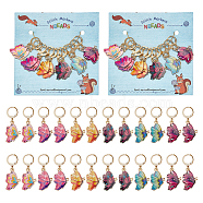 Alloy Enamel Butterfly Pendant Locking Stitch Markers, 304 Stainless Steel Clasps Stitch Marker, Mixed Color, 3.7cm, 6 style, 2pcs/style, 12pcs/set(HJEW-AB00084)