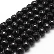 Natural Black Onyx Beads Strands, Grade A, Faceted, Round, 8mm, Hole: 1mm, about 44pcs/strand, 14.9 inch~15.1 inch(G-D840-22-8mm)