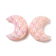 Opaque Acrylic Beads, AB Color Plated, Moon, Pink, 20x17.5x9.5mm, Hole: 3mm(MACR-D074-06C)