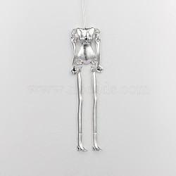 Tibetan Style Alloy Human Body Skeleton For DIY Toy Doll Making, Cadmium Free & Nickel Free & Lead Free, Antique Silver, 115x18x6mm, pin: 40mm long, 0.8mm(TIBE-39030A-AS-NR)