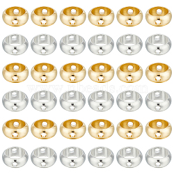 100Pcs 2 Colors Brass Beads Frames, Long-Lasting Plated, Round Ring, Golden & Silver, 6x2.5mm, Hole: 1mm, 50pcs/color(KK-GO0001-62)