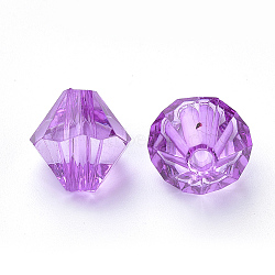 Transparent Acrylic Beads, Bicone, Dark Violet, 8x7.5mm, Hole: 2mm, about 2640pcs/500g(TACR-S146-8mm-19)