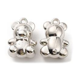 CCB Plastic Pendants, Bear Charm, Platinum, 31x21.5x14.5mm, Hole: 2.8mm(CCB-D005-12P)