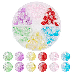 60Pcs 6 Colors Transparent Crackle Acrylic Beads, Imitation Leopard Skins, Round, Mixed Color, 10x9mm, Hole: 2mm, 10pcs/color(CACR-AR0001-01)