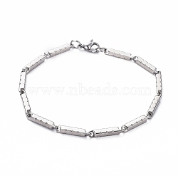 Unisex 201 Stainless Steel Bar Link Chain Bracelets, with Lobster Claw Clasps, Stainless Steel Color, 8-1/2 inch(21.5cm), 3mm(BJEW-L637-36B-P)