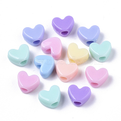 Opaque Acrylic European Beads, Large Hole Beads, Heart, Mixed Color, 9x12x7.5mm, Hole: 4mm, about 1060pcs/500g(SACR-N009-11)