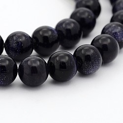 Synthetic Blue Goldstone Round Bead Strands, 4mm, Hole: 1mm, about 98pcs/strand, 15.7 inch(G-P070-61-4mm)