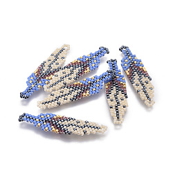 MIYUKI & TOHO Handmade Japanese Seed Beads Pendants, Loom Pattern, Leaf, Colorful, 45~47x11~11.5x2mm, Hole: 2mm(SEED-A027-C01)