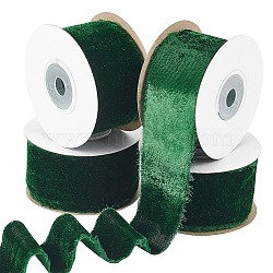 Velvet Ribbon Torn Edge Fabric, for Clothing Accessories, Dark Green, 500x4x0.08cm(DIY-WH0419-91F)