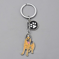 Alloy Keychain, with Enamel Dog Pendants, Goldenrod, 9.6cm.(KEYC-SZC0006-01R)