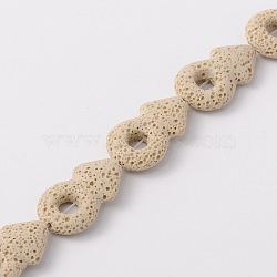 Synthetic Lava Rock Bead Strands, Male Gender Sign/Mars, Dyed, Beige, 34x22x8mm, Hole: 1mm, about 12pcs/strand, 15.7 inch(G-N0093-17)