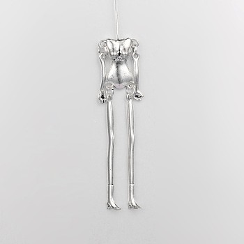 Tibetan Style Alloy Human Body Skeleton For DIY Toy Doll Making, Cadmium Free & Nickel Free & Lead Free, Antique Silver, 115x18x6mm, pin: 40mm long, 0.8mm