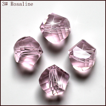 Imitation Austrian Crystal Beads, Grade AAA, Faceted, Polygon, Pink, 8mm, Hole: 0.9~1mm