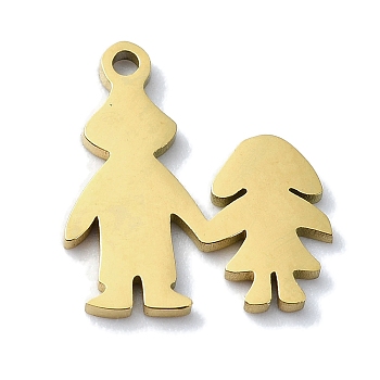 304 Stainless Steel Charms, Laser Cut, Couple Charm, Golden, 14.5x13x1mm, Hole: 1.2mm