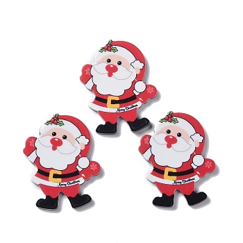 Christmas Style Printed Acrylic Cabochons, Santa Claus, 36x29x2mm