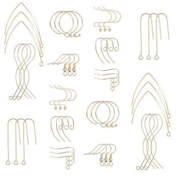 SUNNYCLUE Brass Earring Hooks, Ear Wire, Real 18K Gold Plated, 48pcs/box