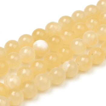 Natural Topaz Jade Beads Strands, Round, 6mm, Hole: 1mm, about 63pcs/Strand, 14.96 inch(38cm)