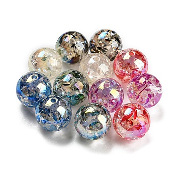 Transparent Crackle Acrylic Beads, Round, Mixed Color, 16mm, Hole: 2mm