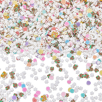 Christmas Themed 1 Set DIY Epoxy Resin Material Filling, including Polymer Clay and Plastic Beads, Mixed Shapes, Mixed Color, 4.5~8x5~7x0.5~1.5mm, 100g/set