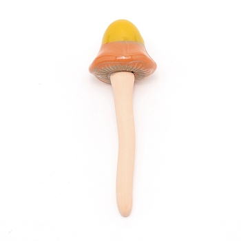 Mushroom Shape Porcelain Home Ornaments, for Fleshy Bonsai Display Decoration, Yellow, 130.5~132x43~44.5mm