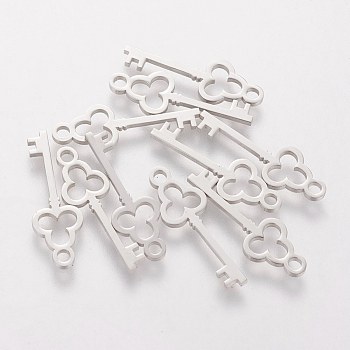 201 Stainless Steel Pendants, Key, Stainless Steel Color, 20x7x1.1mm