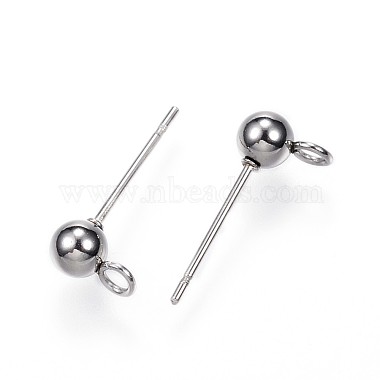 304 Stainless Steel Ball Stud Earring Findings(X-STAS-G099-09P)-2