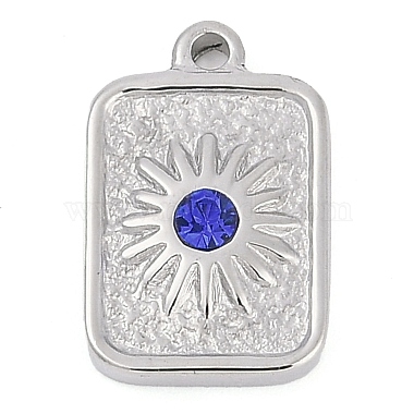 Stainless Steel Color Rectangle Stainless Steel+Rhinestone Pendants