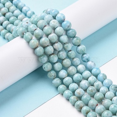 Brins de perles rondes en larimar naturel(G-O087-14-6mm)-2